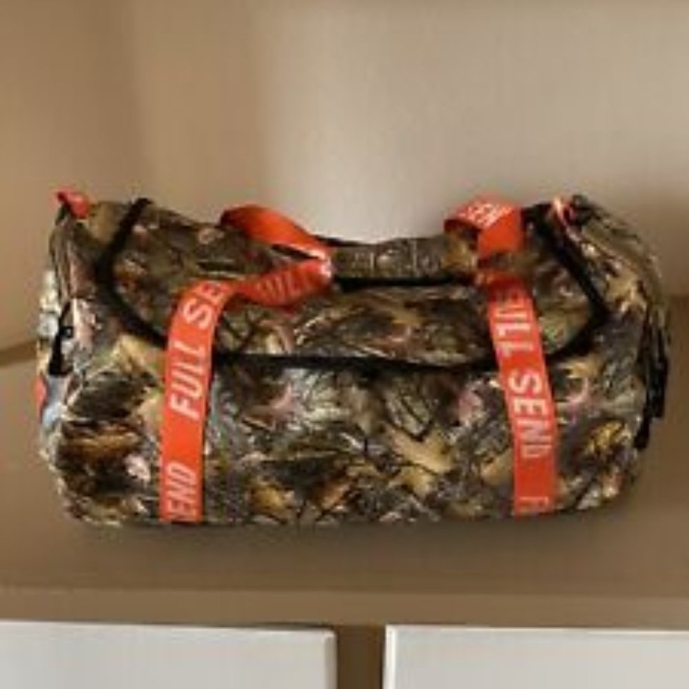 *EXCLUSIVE FULL SEND NELKBOYS CAMO (WOODLAND) Duffel Bag w/ Strap